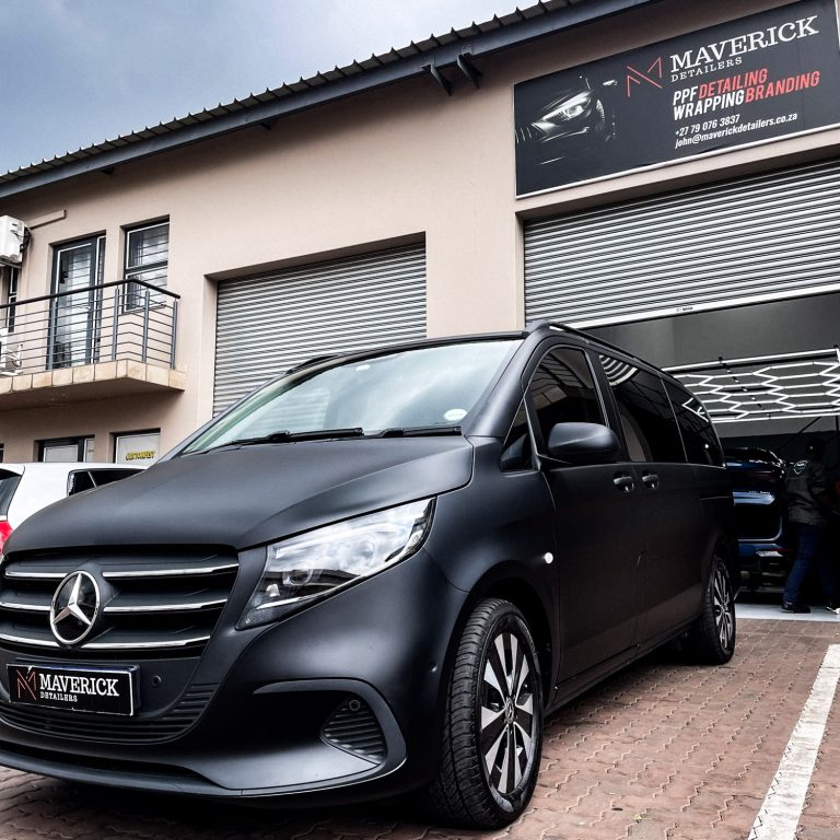 Luxury van with matt black wrap and full detail